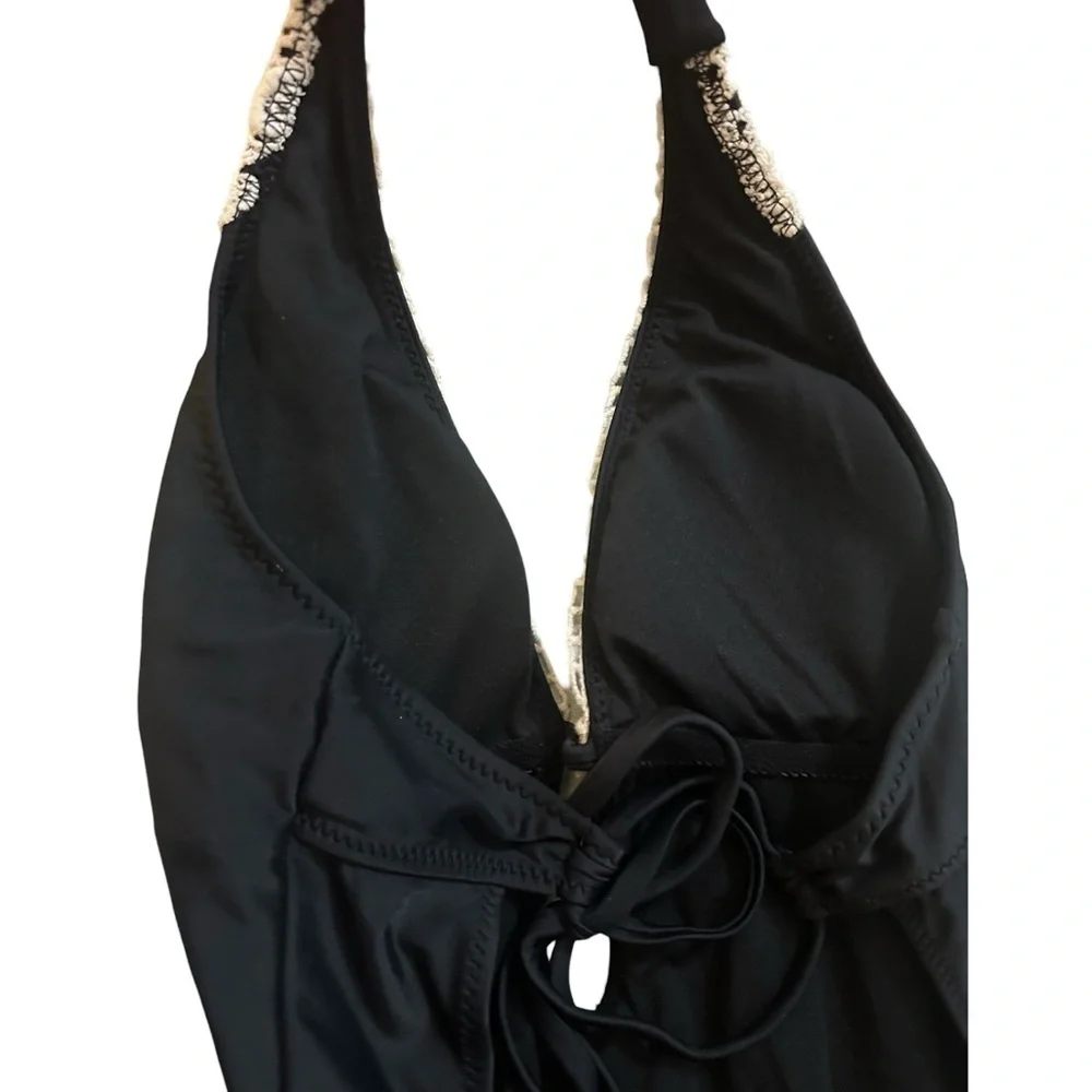 Crochet trim lined one piece swimsuit s